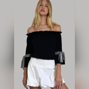 Sweet Pea By Stacy Frati Black Off Shoulder Top